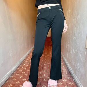 Vertigo Paris Vintage 2000s Western Black Pants Bootcut Slacks Y2K Concho S/6